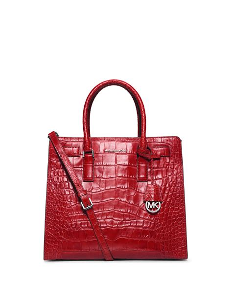 michael kors red tote handbag|michael kors embossed tote.